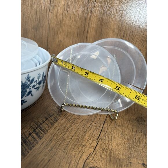 Set Of 4 Vintage Blue Floral Storage Bowl Set Blue Velvet Blue Roses - Picture 3 of 7